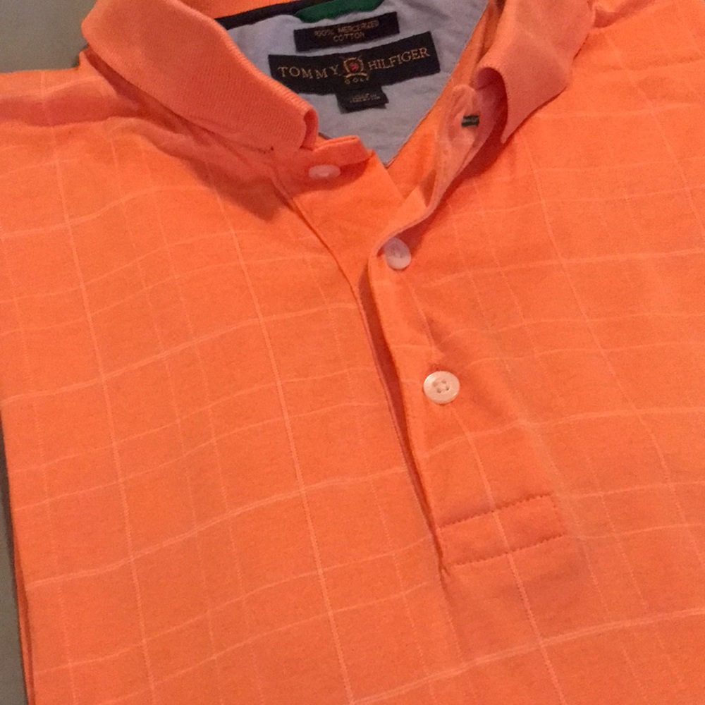 Orange and White Checked Tommy Hilfiger Golf Polo Size Large - Picture 9 of 9